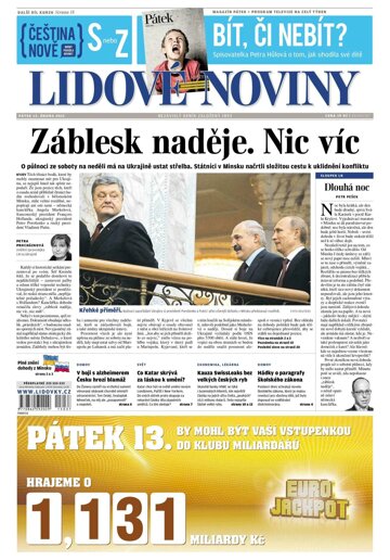 Obálka e-magazínu Lidové noviny 13.2.2015