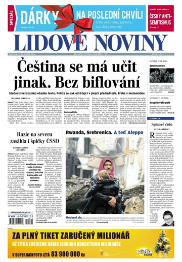 Obálka e-magazínu Lidové noviny 15.12.2016