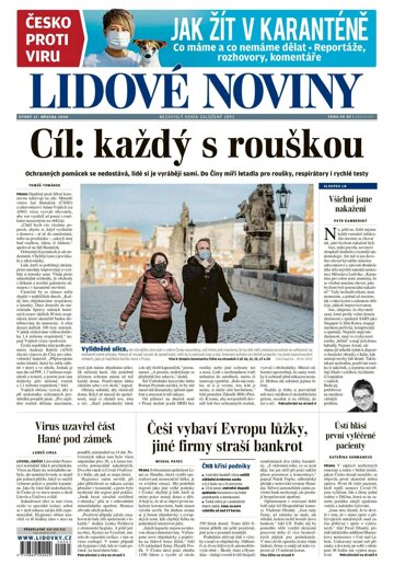 Obálka e-magazínu Lidové noviny 17.3.2020