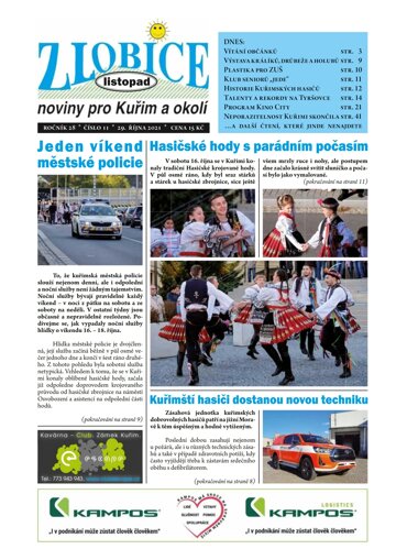 Obálka e-magazínu Zlobice – noviny pro Kuřim a okolí 11/2021