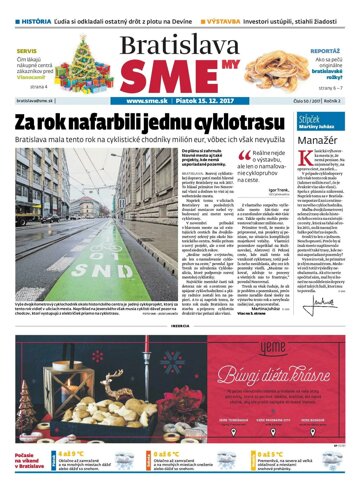 Obálka e-magazínu SME Bratislava 15/12/2017