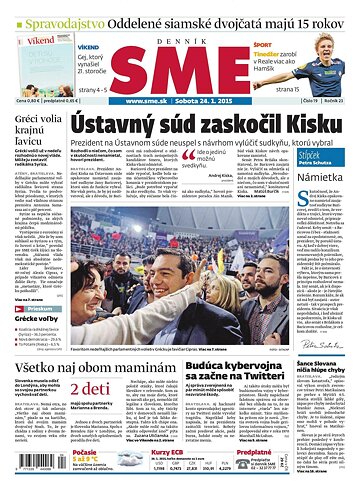 Obálka e-magazínu SME 24.1.2015