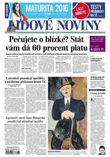 Obálka e-magazínu Lidové noviny 12.4.2016