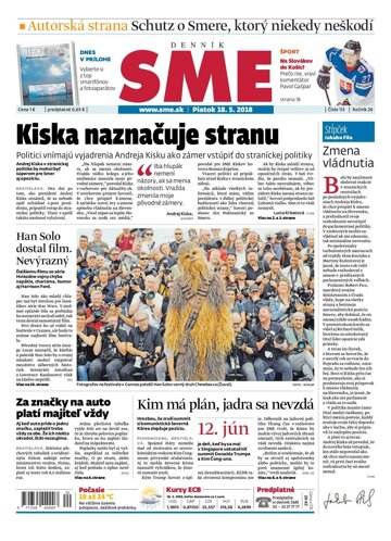 Obálka e-magazínu SME 18.5.2018