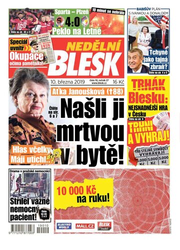 Obálka e-magazínu Nedělní Blesk 10.3.2019