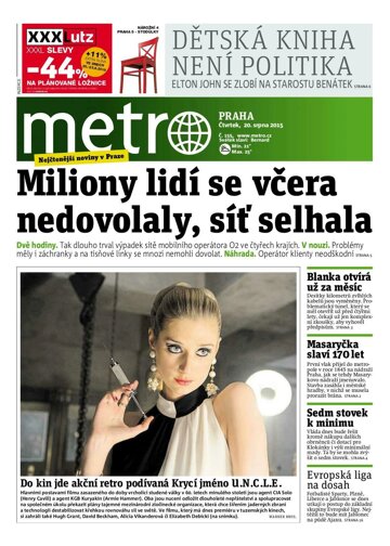 Obálka e-magazínu deník METRO 20.8.2015