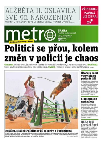 Obálka e-magazínu deník METRO 13.6.2016