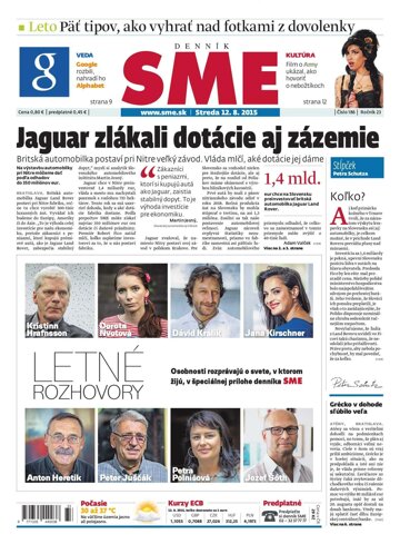 Obálka e-magazínu SME 12.8.2015