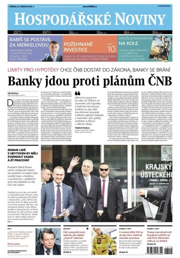 Obálka e-magazínu Hospodářské noviny 118 - 20.6.2018