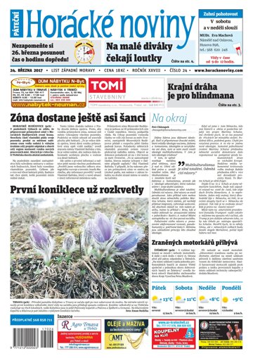 Obálka e-magazínu Horácké Noviny Pátek 24.3.2017 č. 024