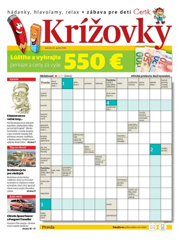 Obálka e-magazínu Krížovky 23.4.2016