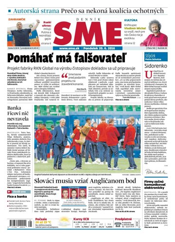 Obálka e-magazínu SME 20.6.2016