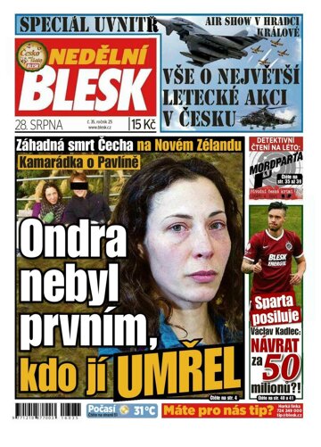 Obálka e-magazínu Nedělní Blesk 28.8.2016