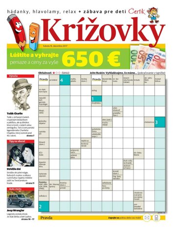 Obálka e-magazínu Krížovky 16. 12. 2017