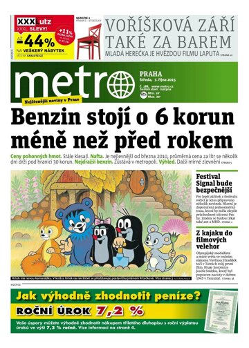 Obálka e-magazínu deník METRO 7.10.2015