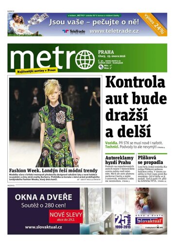 Obálka e-magazínu deník METRO 23.2.2016