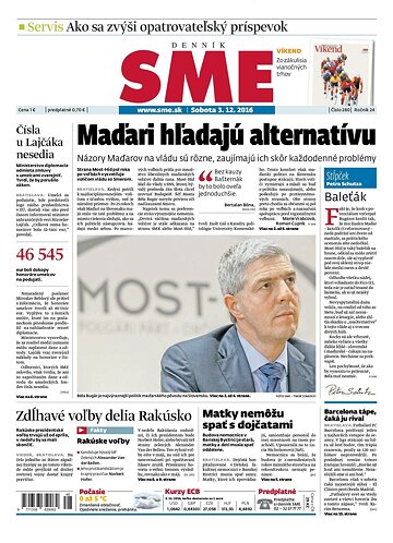 Obálka e-magazínu SME 3.12.2016