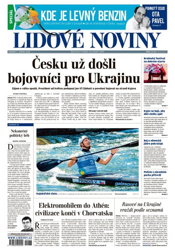 Obálka e-magazínu Lidové noviny 1.8.2022