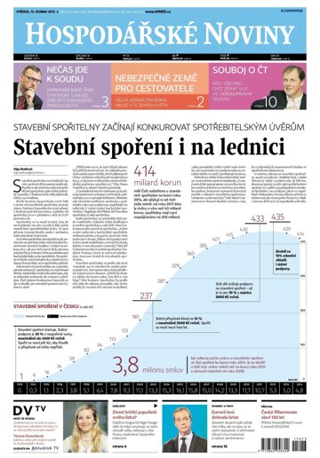 Obálka e-magazínu Hospodářské noviny 073 - 15.4.2015