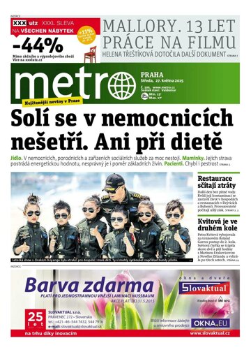 Obálka e-magazínu deník METRO 27.5.2015