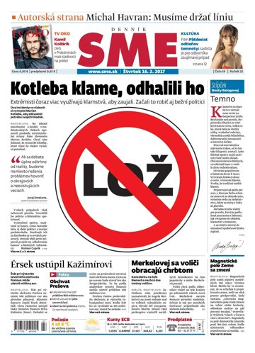 Obálka e-magazínu SME 16.2.2017