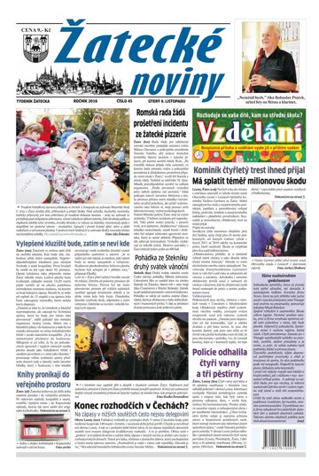 Obálka e-magazínu Žatecké noviny 45/2016