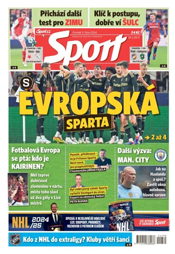 Obálka e-magazínu Sport 3.10.2024