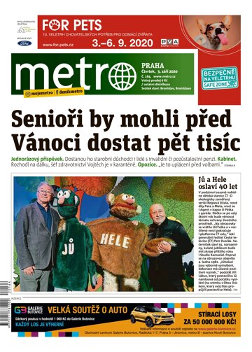 Obálka e-magazínu deník METRO 3.9.2020