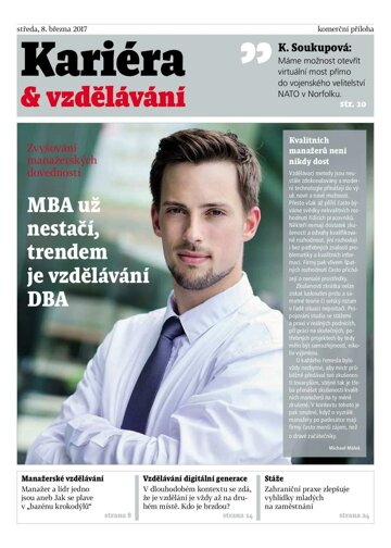 Obálka e-magazínu Hospodářské noviny - příloha 048 - 8.3.2017 příloha Kariéra vzdělávání