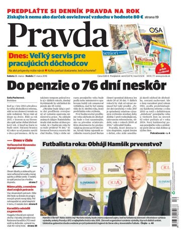 Obálka e-magazínu Pravda 26. 3. 2016