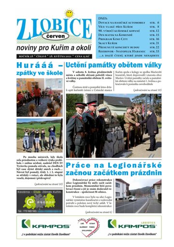 Obálka e-magazínu Zlobice – noviny pro Kuřim a okolí 6/2021