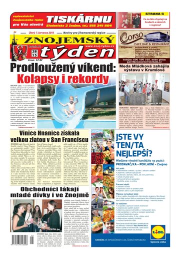 Obálka e-magazínu Znojemský týden 28 / 2015