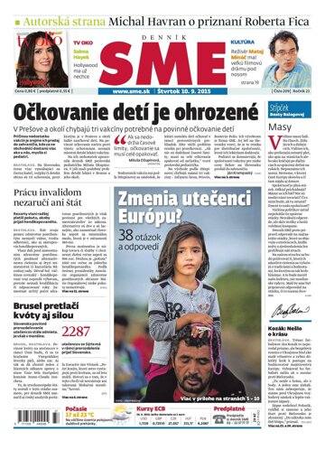 Obálka e-magazínu SME 10.9.2015