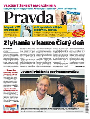 Obálka e-magazínu Pravda 14. 9. 2016