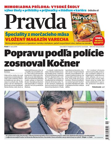 Obálka e-magazínu Pravda 15. 3. 2019