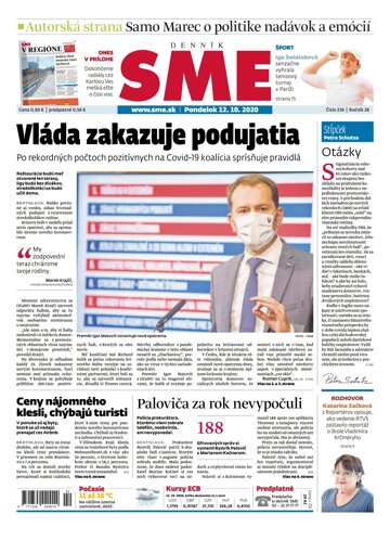 Obálka e-magazínu SME 12.10.2020