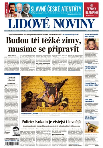 Obálka e-magazínu Lidové noviny 30.7.2022