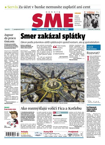 Obálka e-magazínu SME 12.12.2015