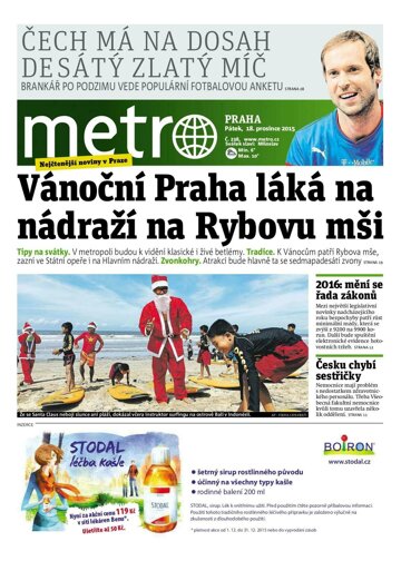 Obálka e-magazínu deník METRO 18.12.2015