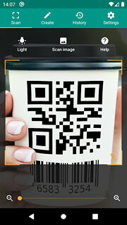 Snímek obrazovky aplikace QR & Barcode Reader