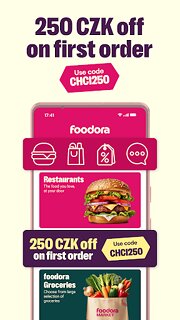 Snímek obrazovky aplikace foodora: Food & Groceries