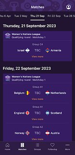 Snímek obrazovky aplikace EURO 2024 & Women's EURO 2025